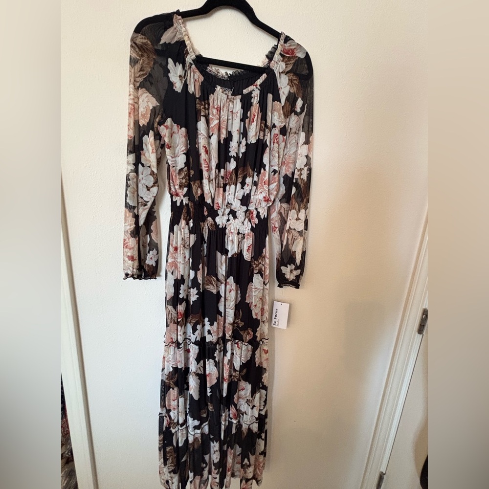 Enfocus Studio Black Floral Maxi Dress